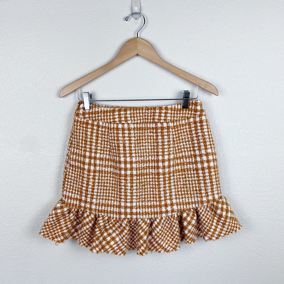 NWT Naked Zebra Yellow Plaid Wool Tartan Skirt Sz Small - Picture 2 of 5